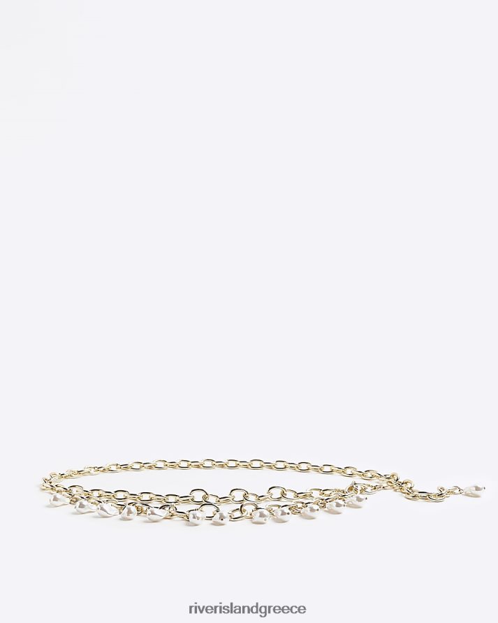 River Island αξεσουάρ χρυσός γυναίκες μαργαριταρένια διακοσμητική ζώνη αλυσίδας B6N8X4833