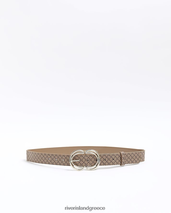 River Island αξεσουάρ καφέ γυναίκες ζώνη μονόγραμμα ri B6N8X4710