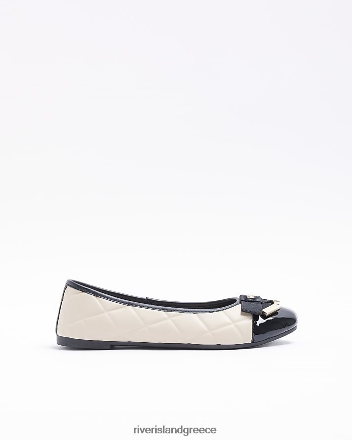 River Island είδη υπόδησης μπεζ γυναίκες παπούτσια μπαλέτου με καπιτονέ φιόγκο B6N8X1713