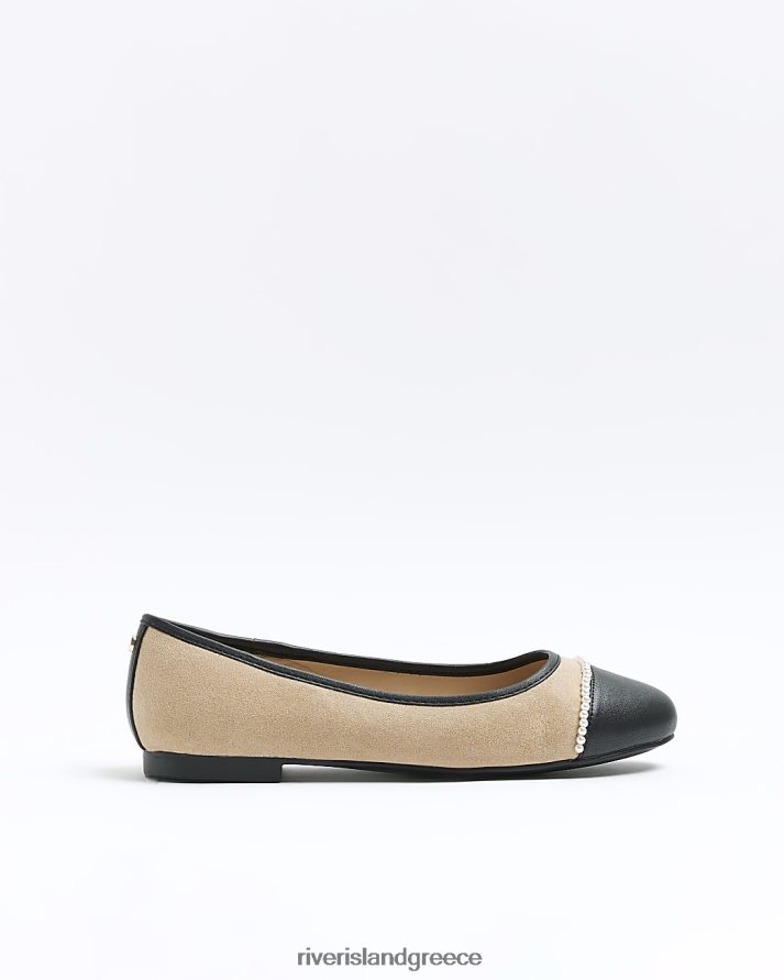 River Island είδη υπόδησης μπεζ γυναίκες παπούτσια μπαλέτου με φαρδιά πέρλα B6N8X4695