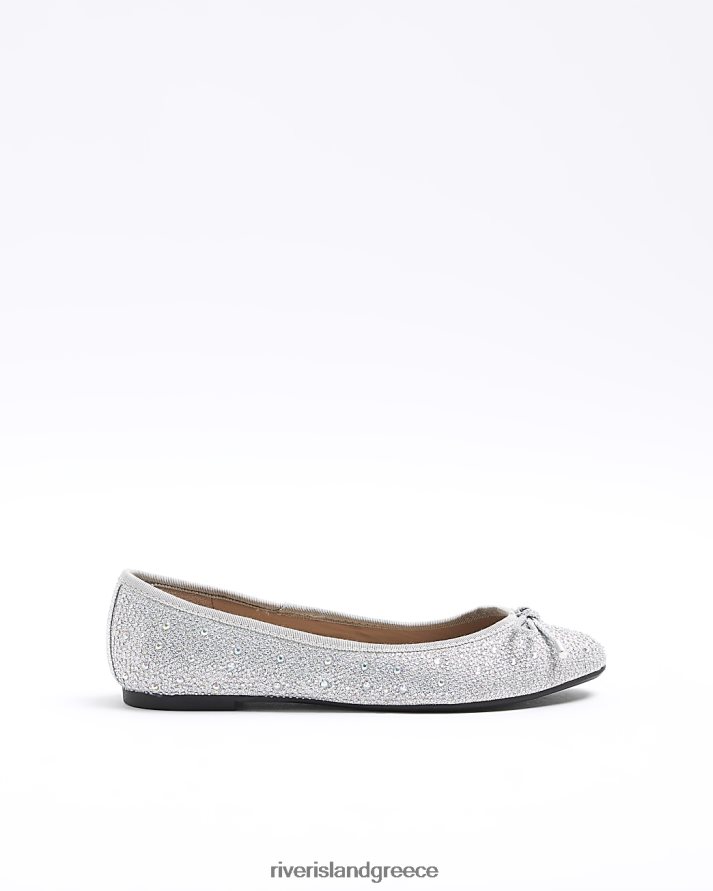 River Island είδη υπόδησης ασήμι γυναίκες παπούτσια μπαλέτου diamante B6N8X4151