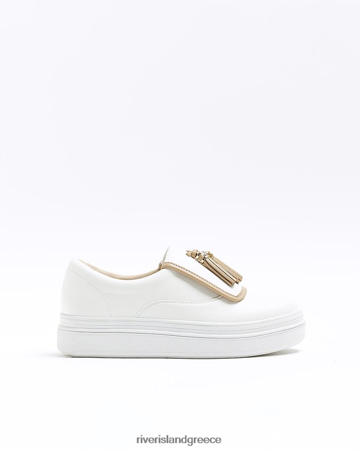 River Island είδη υπόδησης άσπρο γυναίκες γυμναστήρια φούντας με ευρεία εφαρμογή B6N8X1530