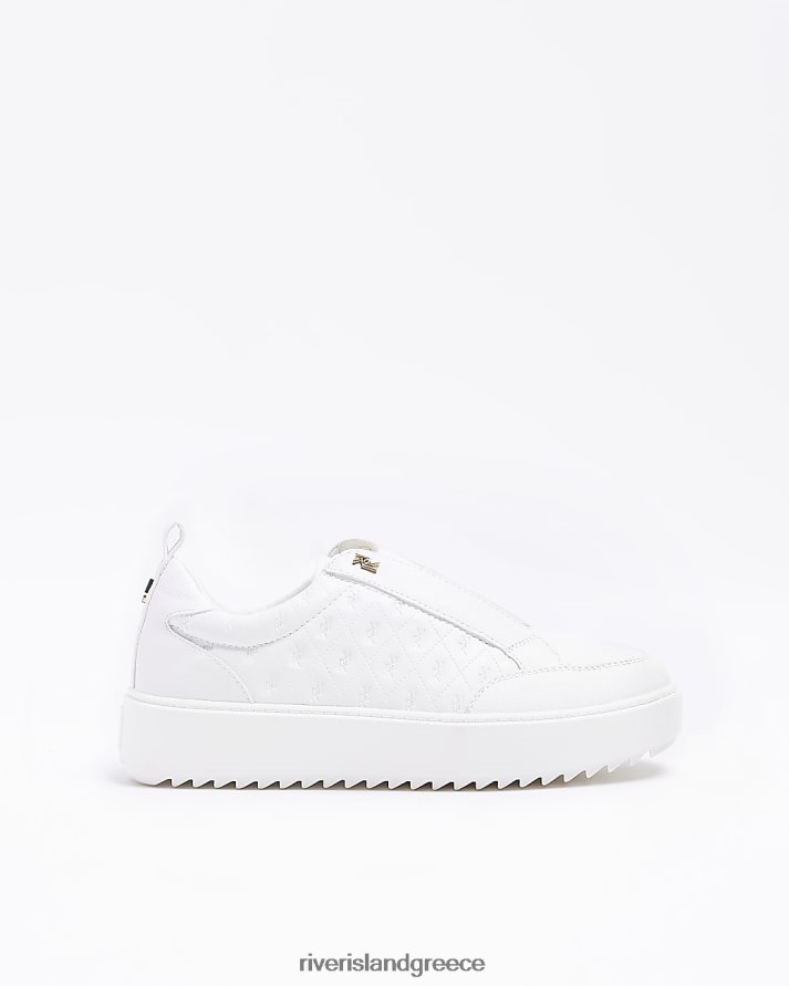 River Island είδη υπόδησης άσπρο γυναίκες ανάγλυφα ρι μονόγραμμα εκπαιδευτές B6N8X1546