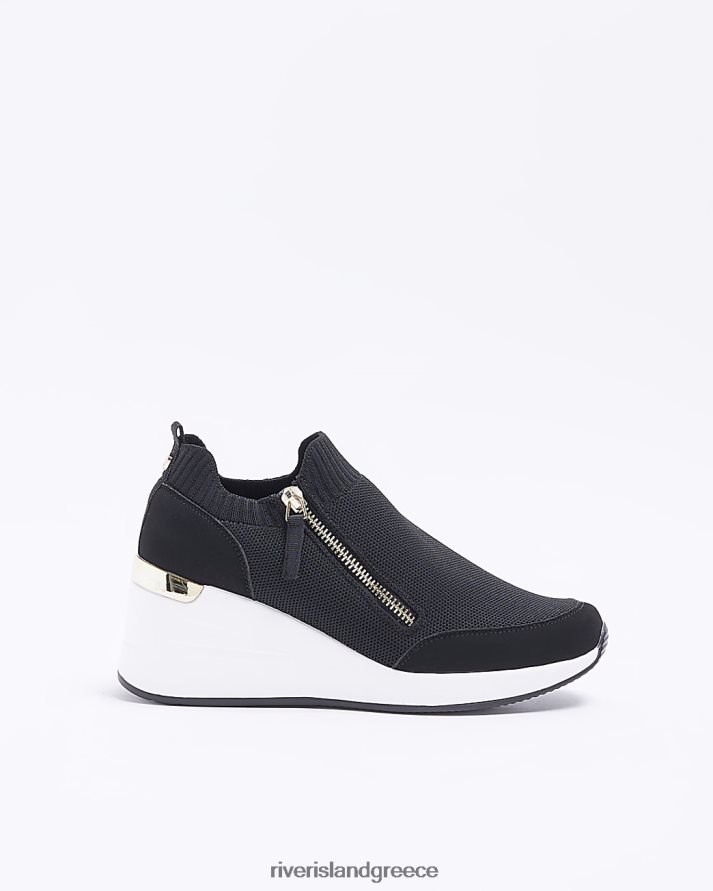 River Island είδη υπόδησης μαύρος γυναίκες ολίσθηση σε σφήνα εκπαιδευτές B6N8X345