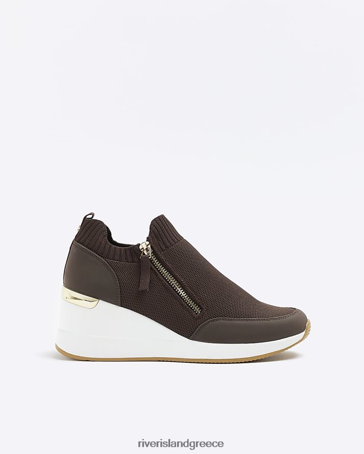 River Island είδη υπόδησης καφέ γυναίκες ολίσθηση σε σφήνα εκπαιδευτές B6N8X347