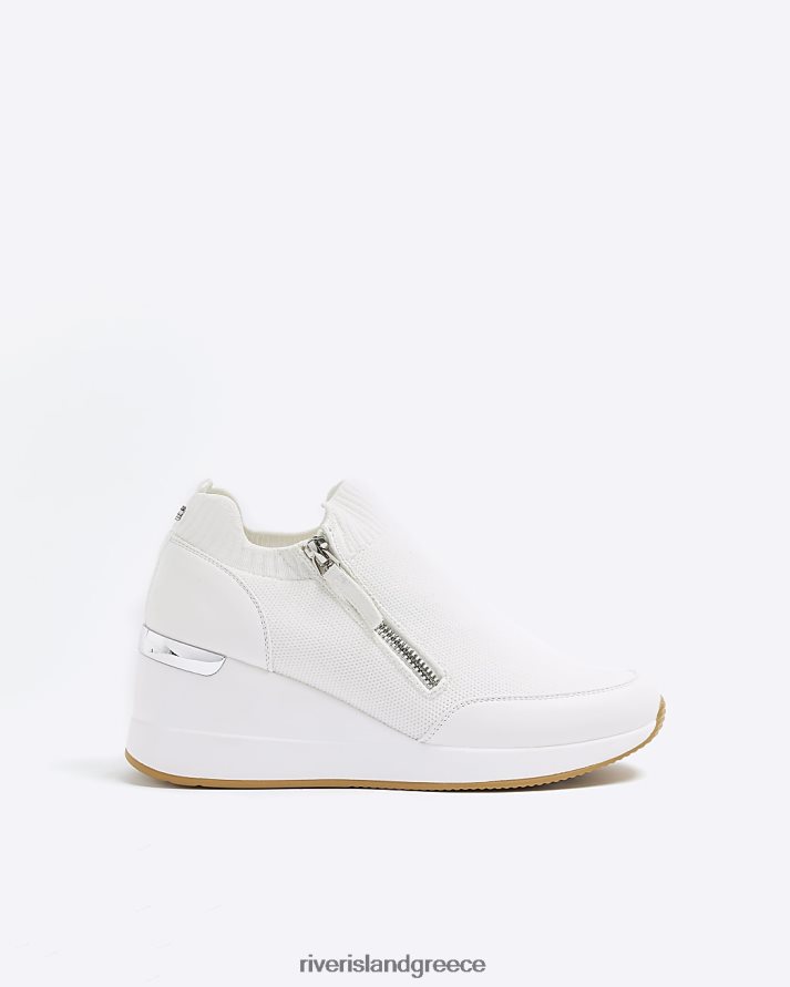 River Island είδη υπόδησης άσπρο γυναίκες ολίσθηση σε σφήνα εκπαιδευτές B6N8X349