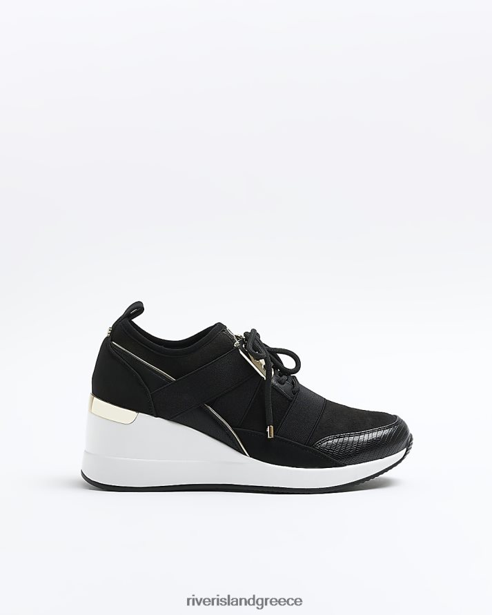 River Island είδη υπόδησης μαύρος γυναίκες κορδόνια με σφήνα B6N8X4487