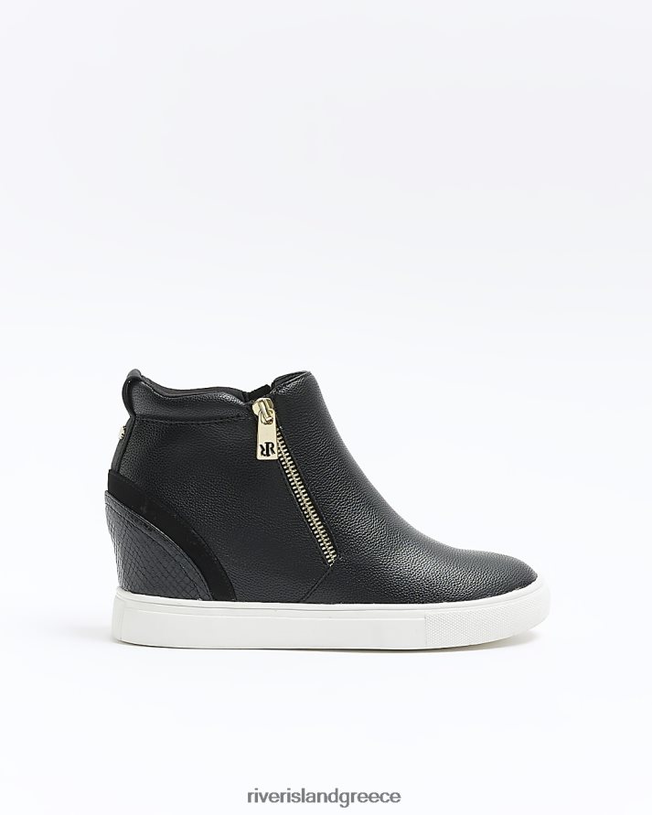 River Island είδη υπόδησης μαύρος γυναίκες φερμουάρ σφήνα εκπαιδευτές B6N8X4498