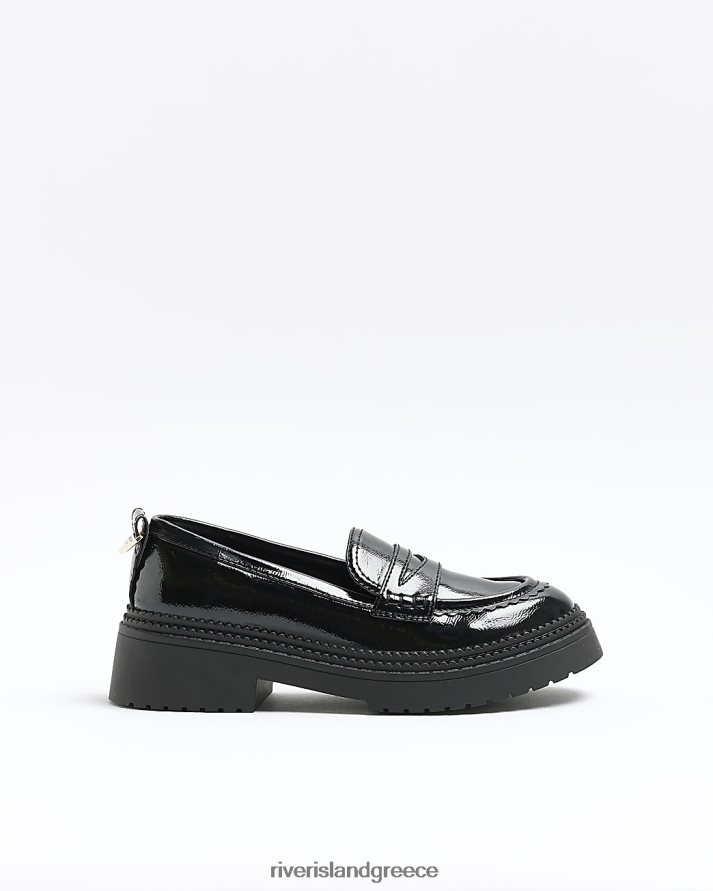River Island είδη υπόδησης μαύρος γυναίκες πατέντα χοντροκομμένα loafers B6N8X1191