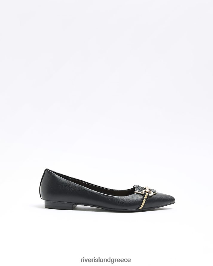 River Island είδη υπόδησης μαύρος γυναίκες λεπτομέρεια αλυσίδας μυτερά loafers B6N8X1298