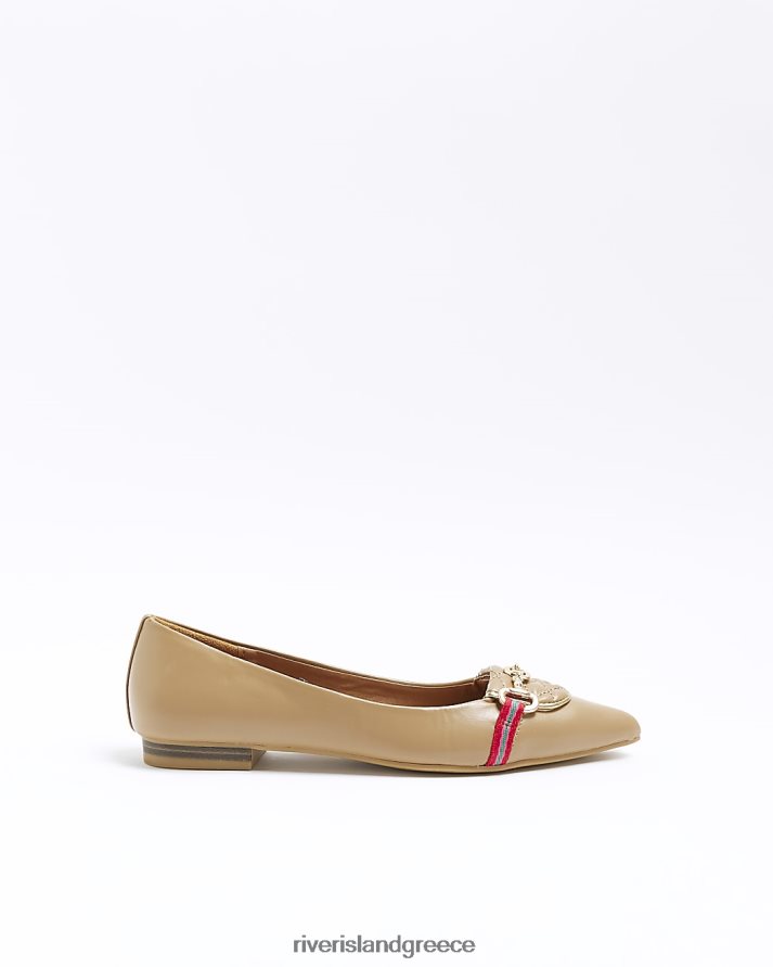 River Island είδη υπόδησης μπεζ γυναίκες λεπτομέρεια αλυσίδας μυτερά loafers B6N8X1299