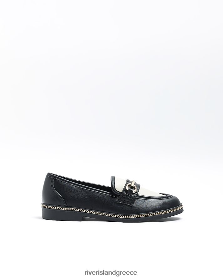 River Island είδη υπόδησης μαύρος γυναίκες loafers με λεπτομέρεια αλυσίδας B6N8X1474