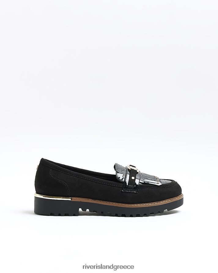 River Island είδη υπόδησης μαύρος γυναίκες loafers με λεπτομέρεια με φούντα B6N8X161