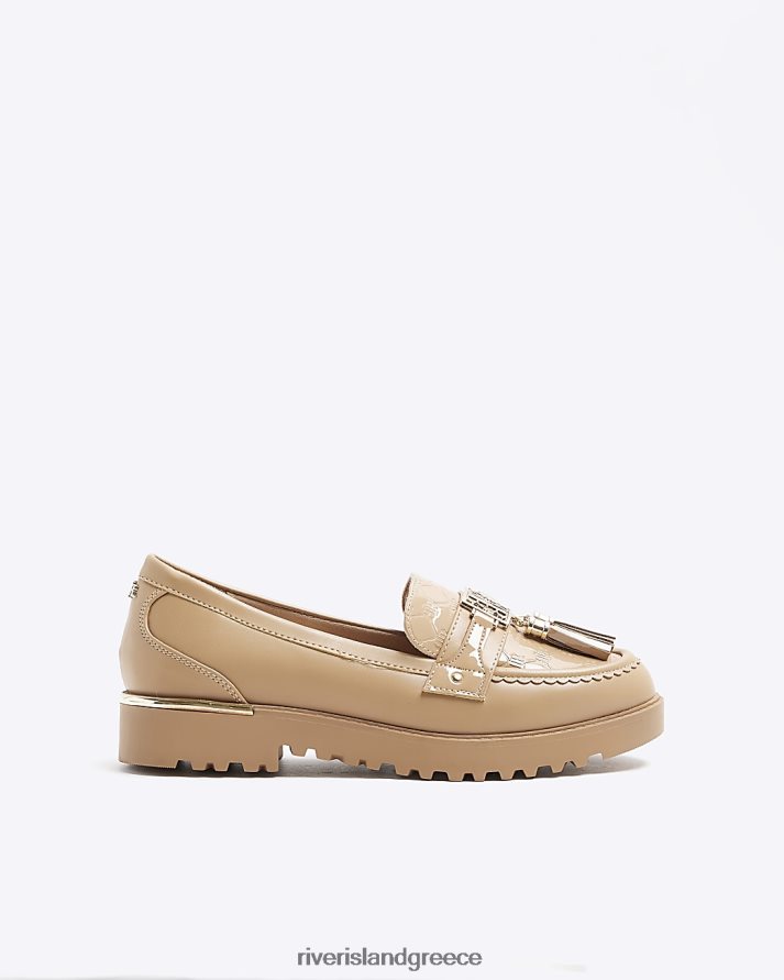 River Island είδη υπόδησης μπεζ γυναίκες ανάγλυφα loafers B6N8X162