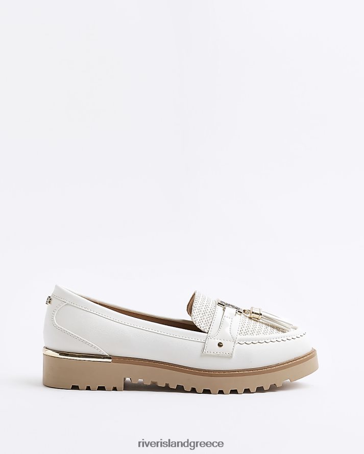 River Island είδη υπόδησης κρέμα γυναίκες loafers με λεπτομέρεια με φούντα B6N8X1991