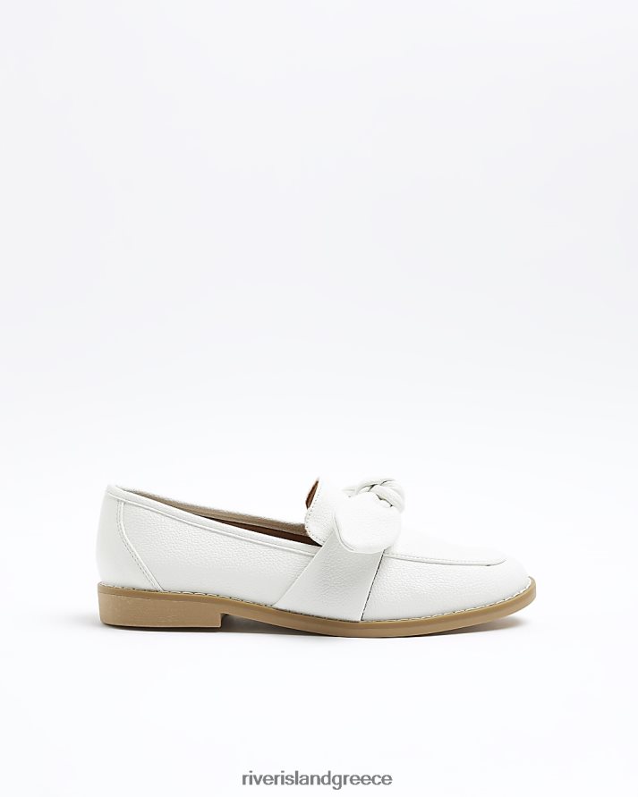 River Island είδη υπόδησης άσπρο γυναίκες loafers με λεπτομέρεια φιόγκου B6N8X4708
