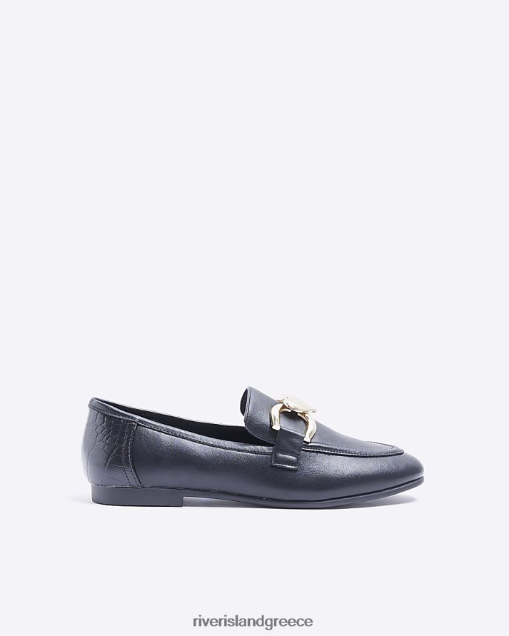 River Island είδη υπόδησης μαύρος γυναίκες loafers με αλυσίδα καρδιά B6N8X4856