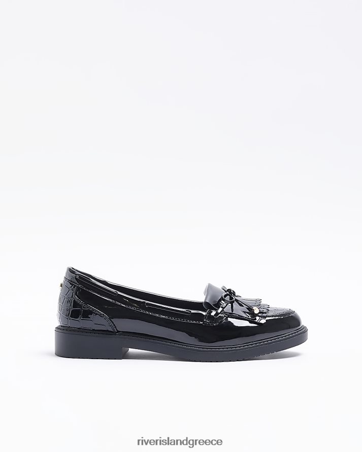 River Island είδη υπόδησης μαύρος γυναίκες loafers με δίπλωμα ευρεσιτεχνίας B6N8X4899
