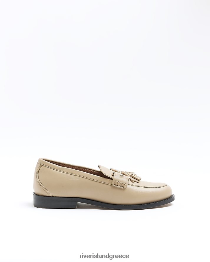 River Island είδη υπόδησης μπεζ γυναίκες δερμάτινα loafers με φούντα B6N8X899