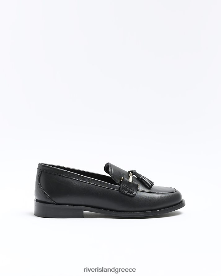 River Island είδη υπόδησης μαύρος γυναίκες δερμάτινα loafers με φούντα B6N8X900