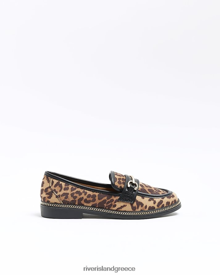 River Island είδη υπόδησης μαύρος γυναίκες αλυσίδα loafers animal print B6N8X1476
