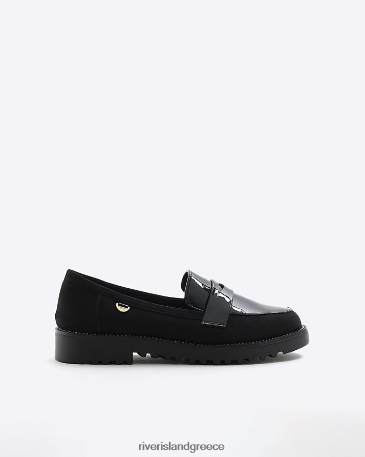 River Island είδη υπόδησης μαύρος γυναίκες loafers με λεπτομέρεια diamante B6N8X843