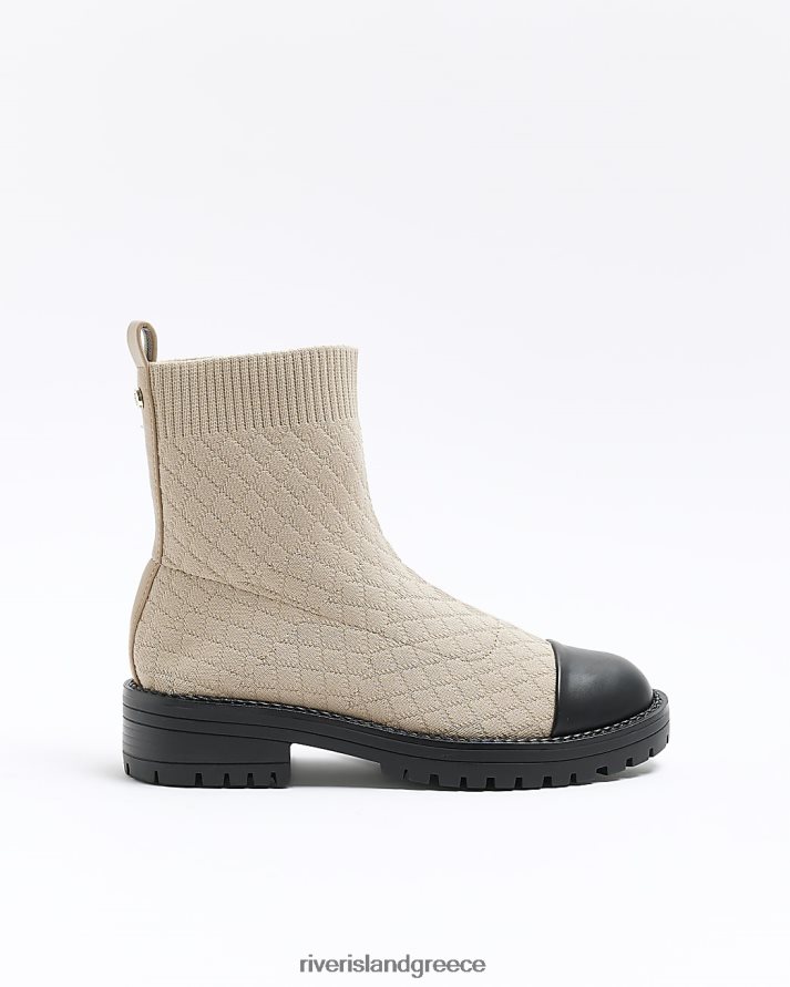 River Island είδη υπόδησης κρέμα γυναίκες καπιτονέ κάλτσες μπότες B6N8X1028