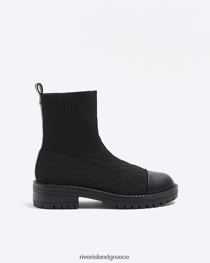 River Island είδη υπόδησης μαύρος γυναίκες καπιτονέ κάλτσες μπότες B6N8X1029