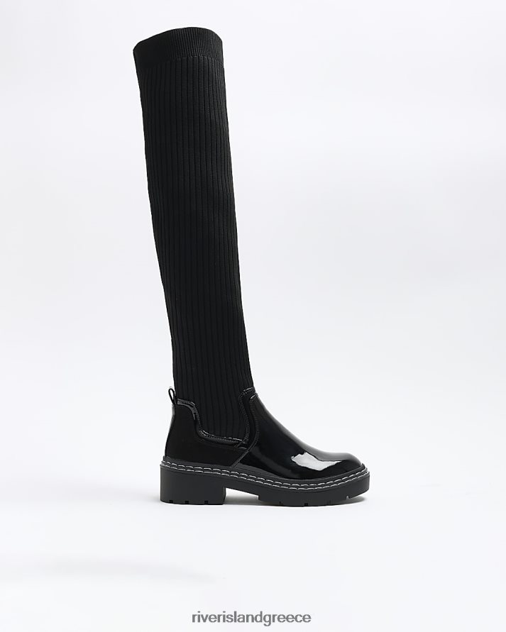 River Island είδη υπόδησης μαύρος γυναίκες πλεκτές μπότες με ψηλό πόδι B6N8X1073