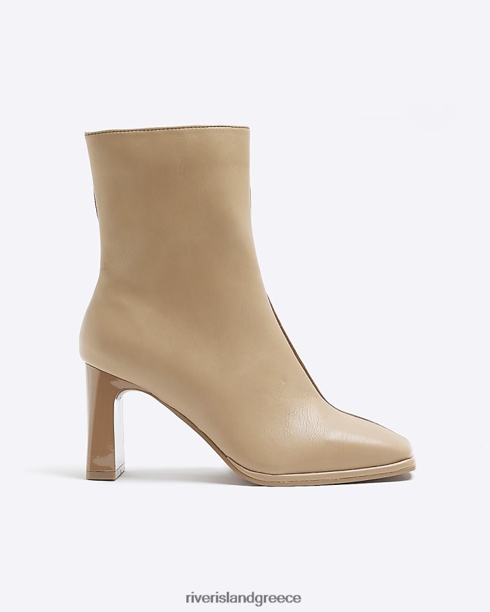 River Island είδη υπόδησης μπεζ γυναίκες μποτάκια δύο τόνων με τετράγωνο τακούνι B6N8X1111