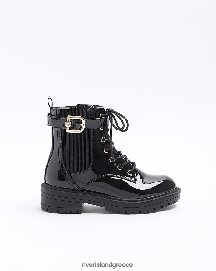River Island είδη υπόδησης μαύρος γυναίκες μπότες με αγκράφα με φαρδιά εφαρμογή B6N8X31