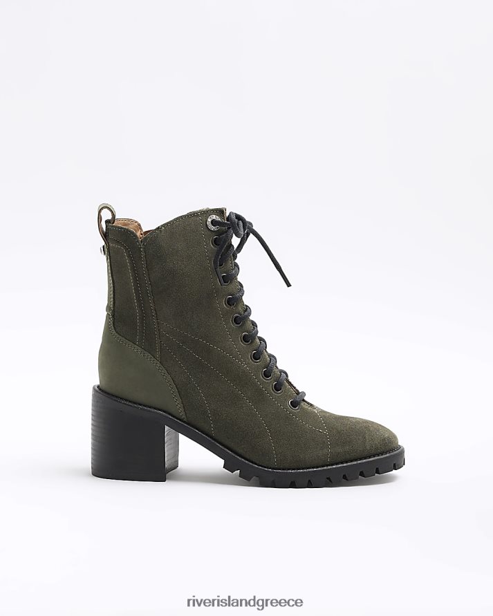 River Island είδη υπόδησης χακί γυναίκες σουέτ μπότες με τακούνι B6N8X4017