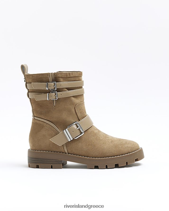 River Island είδη υπόδησης καφέ γυναίκες Μπότες ποδηλασίας με αγκράφα σουέντ B6N8X402