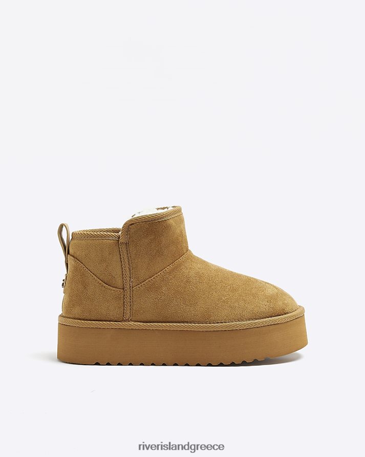 River Island είδη υπόδησης καφέ γυναίκες μπότες πλατφόρμας με επένδυση από ψεύτικη γούνα B6N8X409