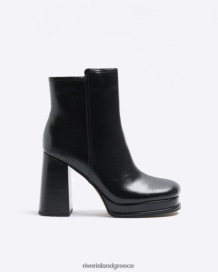 River Island είδη υπόδησης μαύρος γυναίκες μποτάκια με τακούνι πλατφόρμας B6N8X4207
