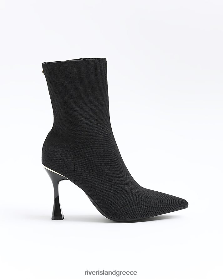 River Island είδη υπόδησης μαύρος γυναίκες πλεκτά μποτάκια με τακούνι B6N8X429