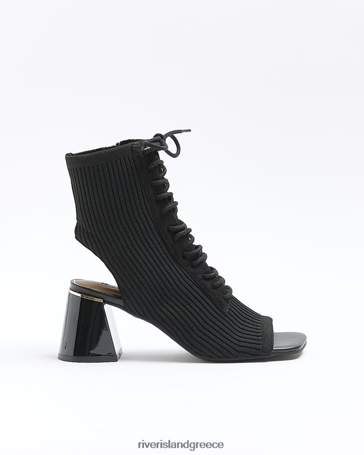 River Island είδη υπόδησης μαύρος γυναίκες πλεκτά μποτάκια με ανοιχτό τακούνι B6N8X4336