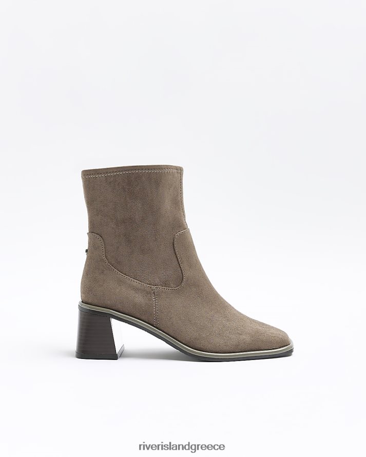 River Island είδη υπόδησης γκρί γυναίκες φαρδιά μπότα με κάλτσα με τακούνι B6N8X750