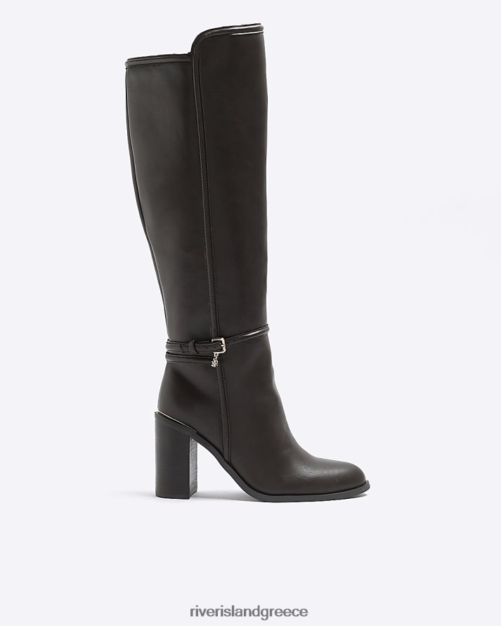River Island είδη υπόδησης καφέ γυναίκες πόρπη ψηλοτάκουνες μπότες B6N8X850