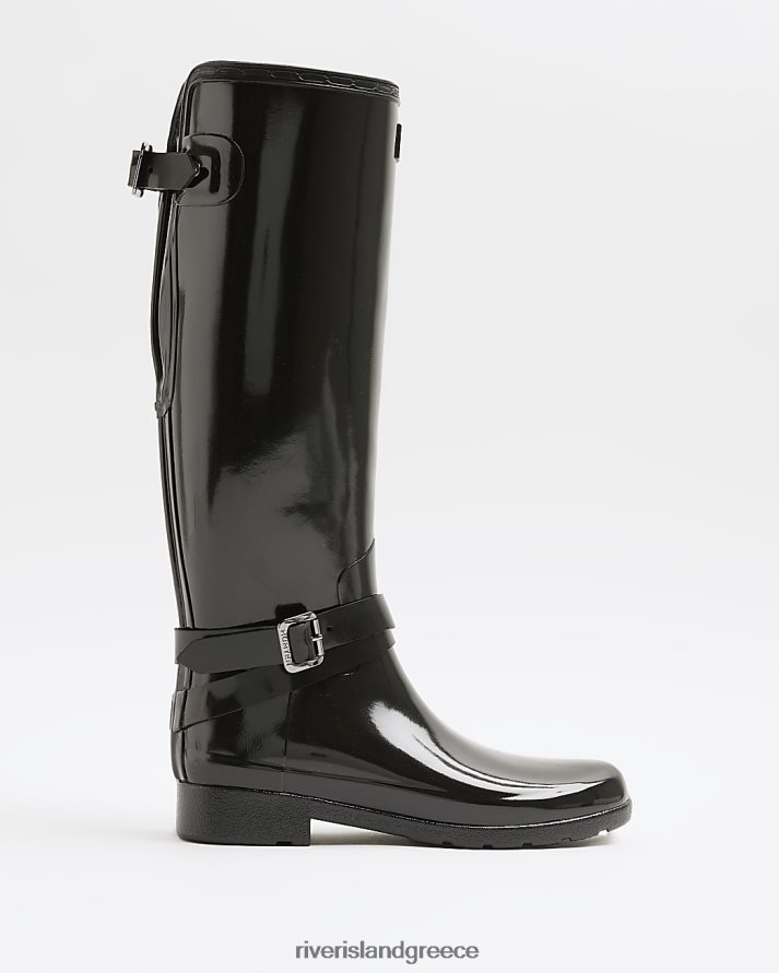 River Island είδη υπόδησης μαύρος γυναίκες κυνηγός ρυθμιζόμενες ψηλές μπότες Wellington B6N8X5062