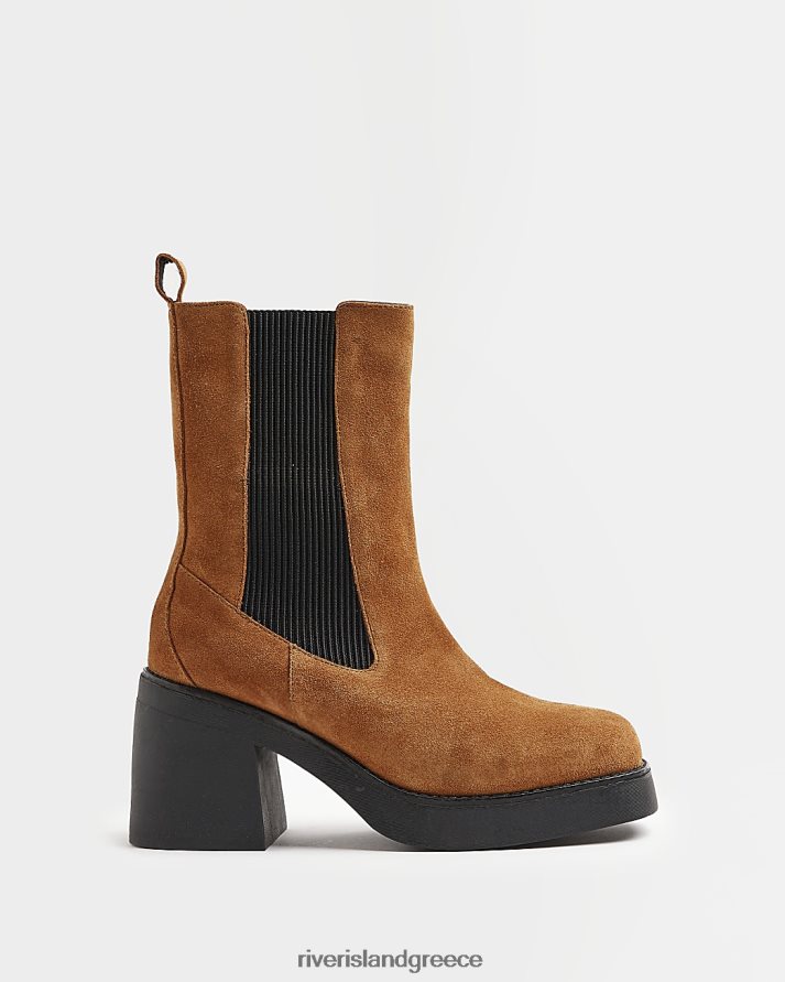 River Island είδη υπόδησης καφέ γυναίκες μπότες chelsea με σουέτ B6N8X4774