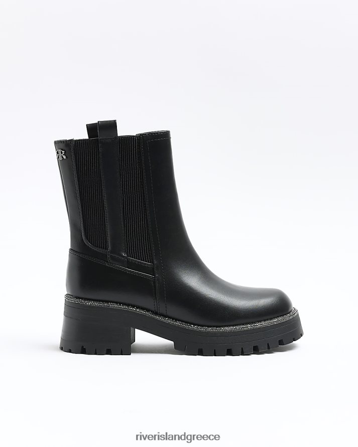 River Island είδη υπόδησης μαύρος γυναίκες μπότες chelsea διακοσμητικά diamante B6N8X952
