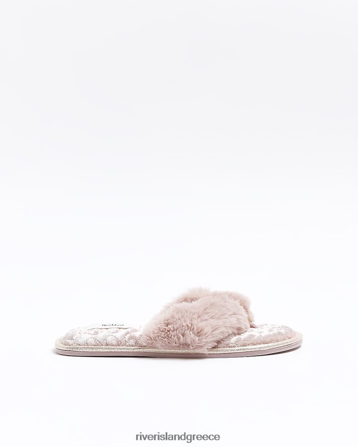 River Island είδη υπόδησης ροζ γυναίκες παντόφλες από ψεύτικη γούνα B6N8X342
