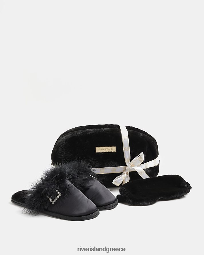 River Island είδη υπόδησης μαύρος γυναίκες Πακέτο υπνοδωματίων από ψεύτικη γούνα B6N8X4886