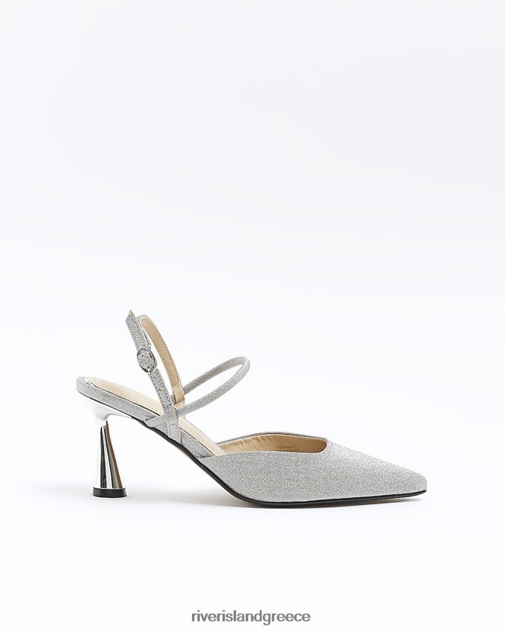 River Island είδη υπόδησης ασήμι γυναίκες αστραφτερά παπούτσια δικαστηρίου B6N8X253