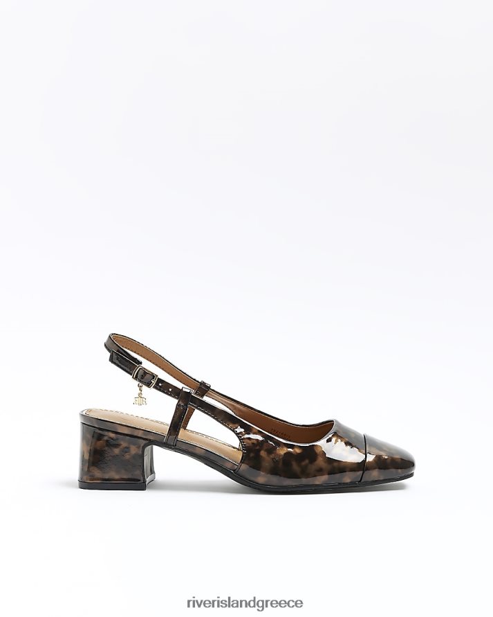 River Island είδη υπόδησης καφέ γυναίκες στάμπα μπλοκ με τακούνι δικαστήριο παπούτσια B6N8X370