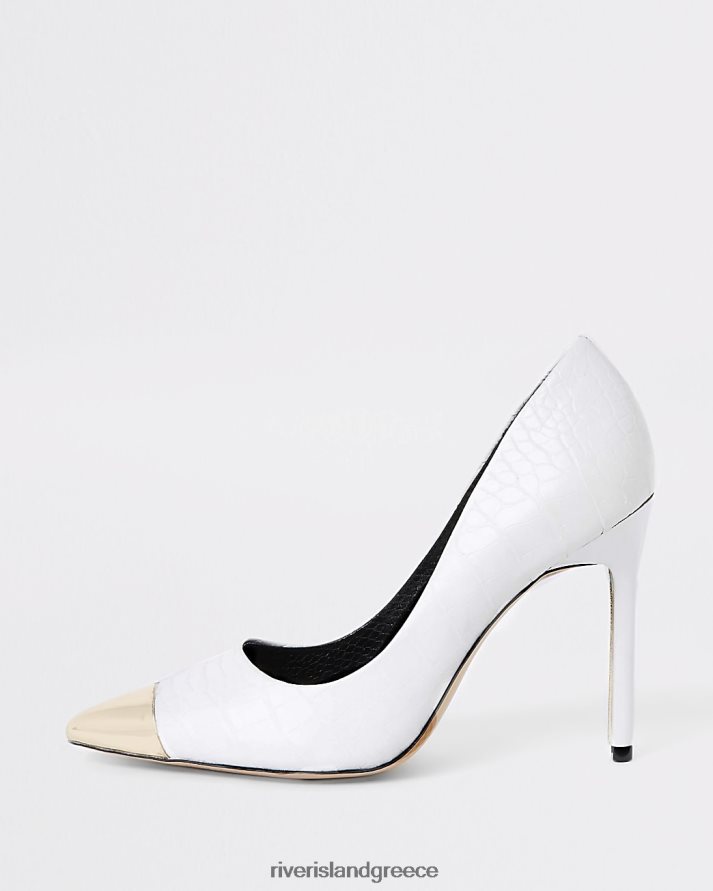 River Island είδη υπόδησης άσπρο γυναίκες μεταλλικά παπούτσια με κοκαλιάρικο τακούνι B6N8X4547