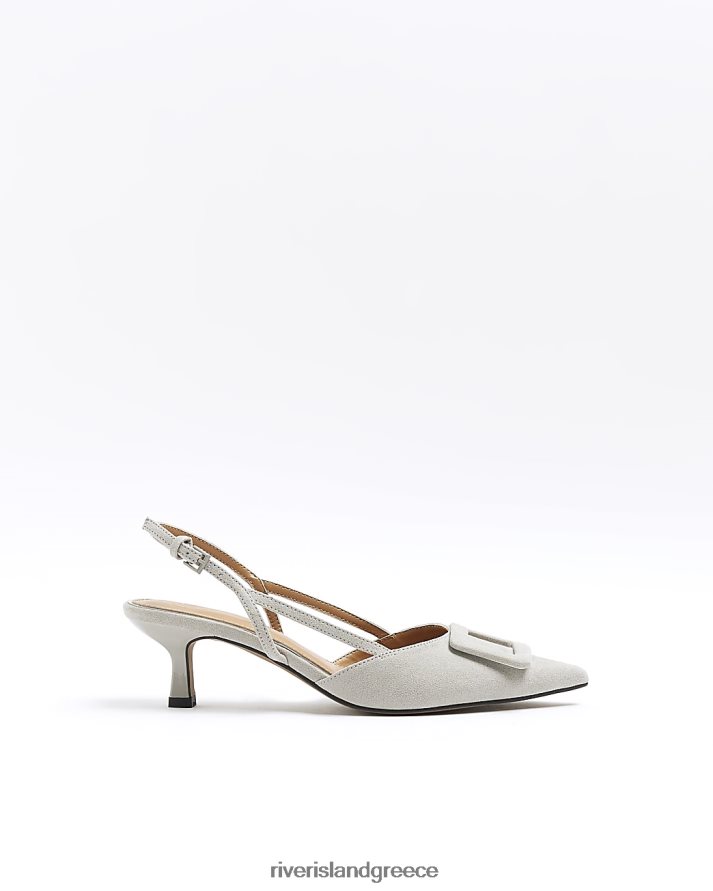 River Island είδη υπόδησης γκρί γυναίκες πόρπη σφεντόνα με πίσω τακούνι δικαστήριο B6N8X829
