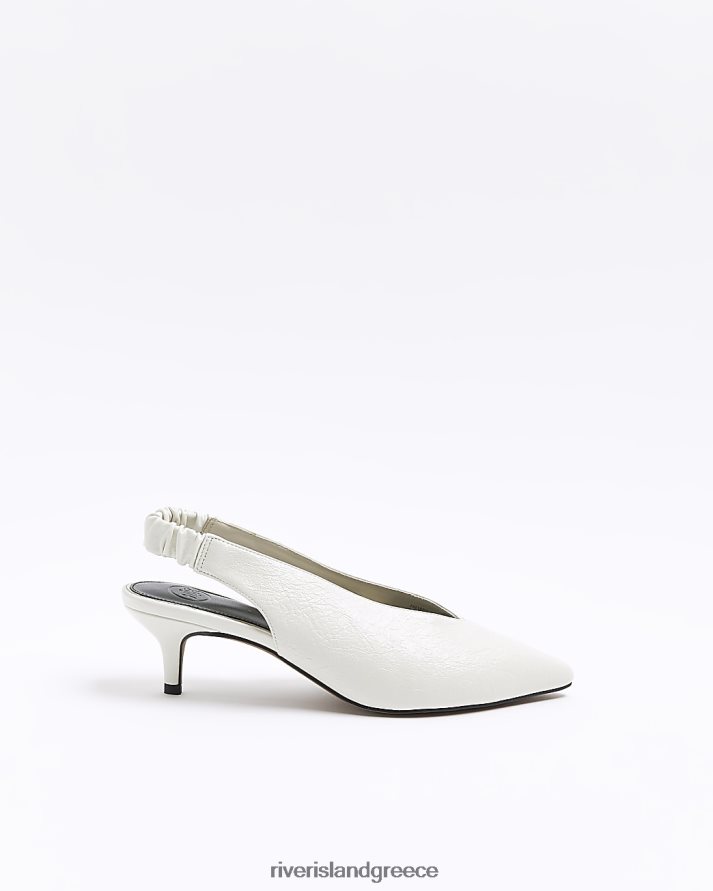 River Island είδη υπόδησης άσπρο γυναίκες παπούτσια δικαστηρίου με τακούνι γατούλας B6N8X974