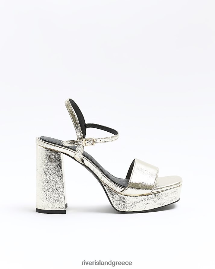 River Island είδη υπόδησης χρυσός γυναίκες σανδάλια με τακούνι πλατφόρμα B6N8X3915